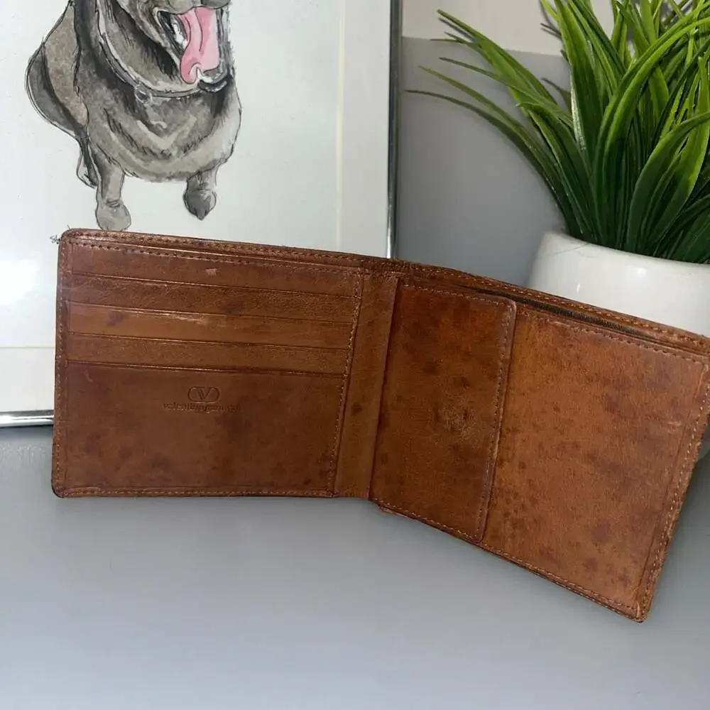 Valentino Garavani Vintage Brown Leather Bifold Wallet